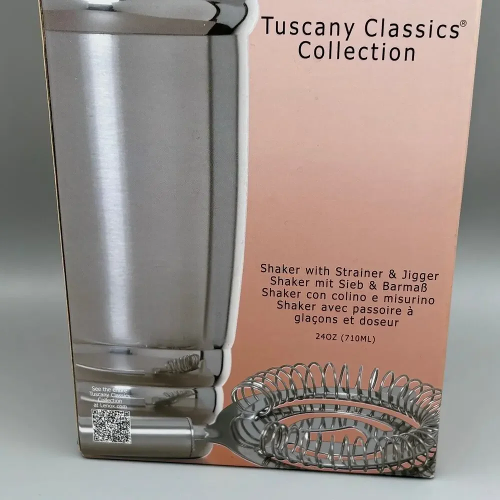 Lenox Tuscany Classics Collection Stainless Steel Cocktail Shaker Set New